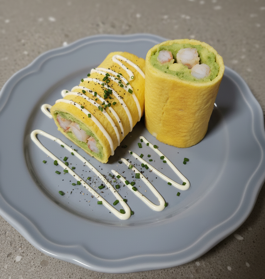 這道牛油果鮮蝦蛋捲色香味俱全,是一款清新又高蛋白的輕食選擇。