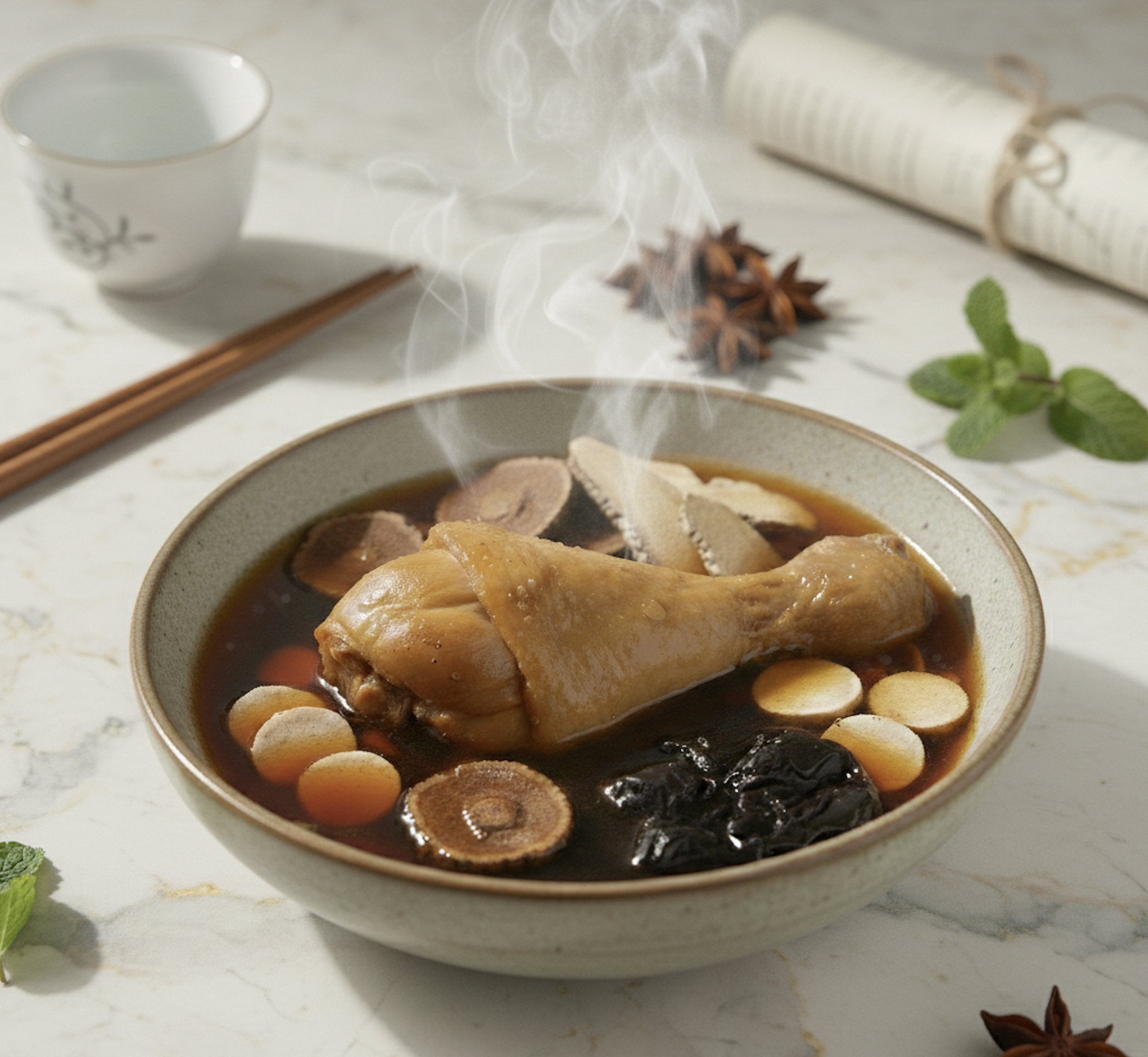 飲用四物湯期間，應避免食用生冷、辛辣油膩、過度活血的食物，以及酒類或咖啡因飲品，以免刺激腸胃、影響藥效吸收或增加出血風險。