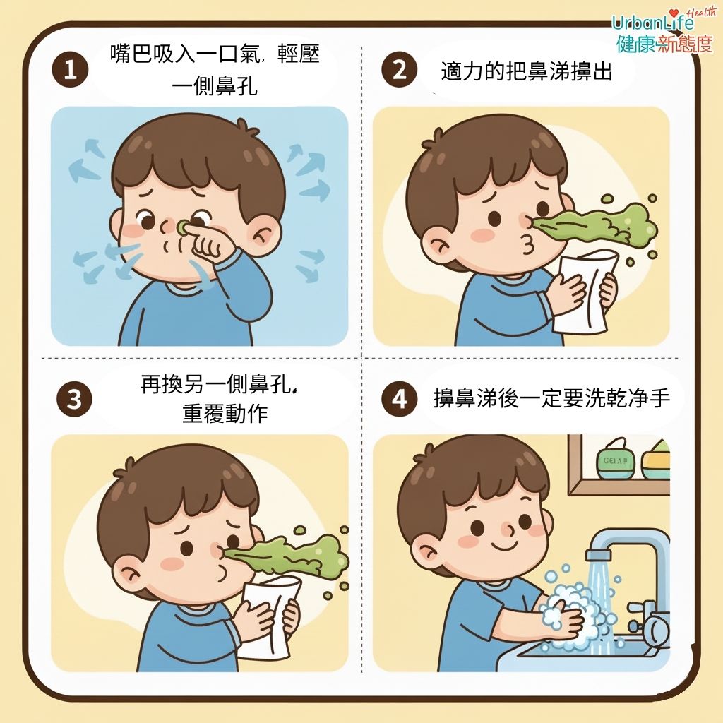當鼻涕來襲,正確的擤鼻涕方式,是你維持呼吸道健康的重要一步。