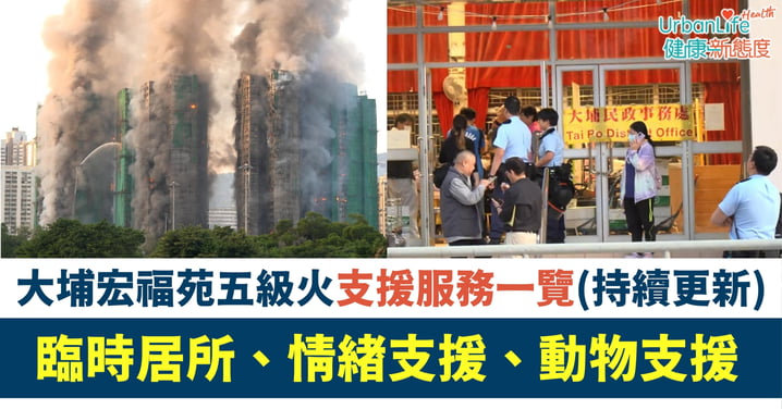 【大埔宏福苑五級火】火災支援服務一覽：臨時居所、情緒支援、動物支援（持續更新）