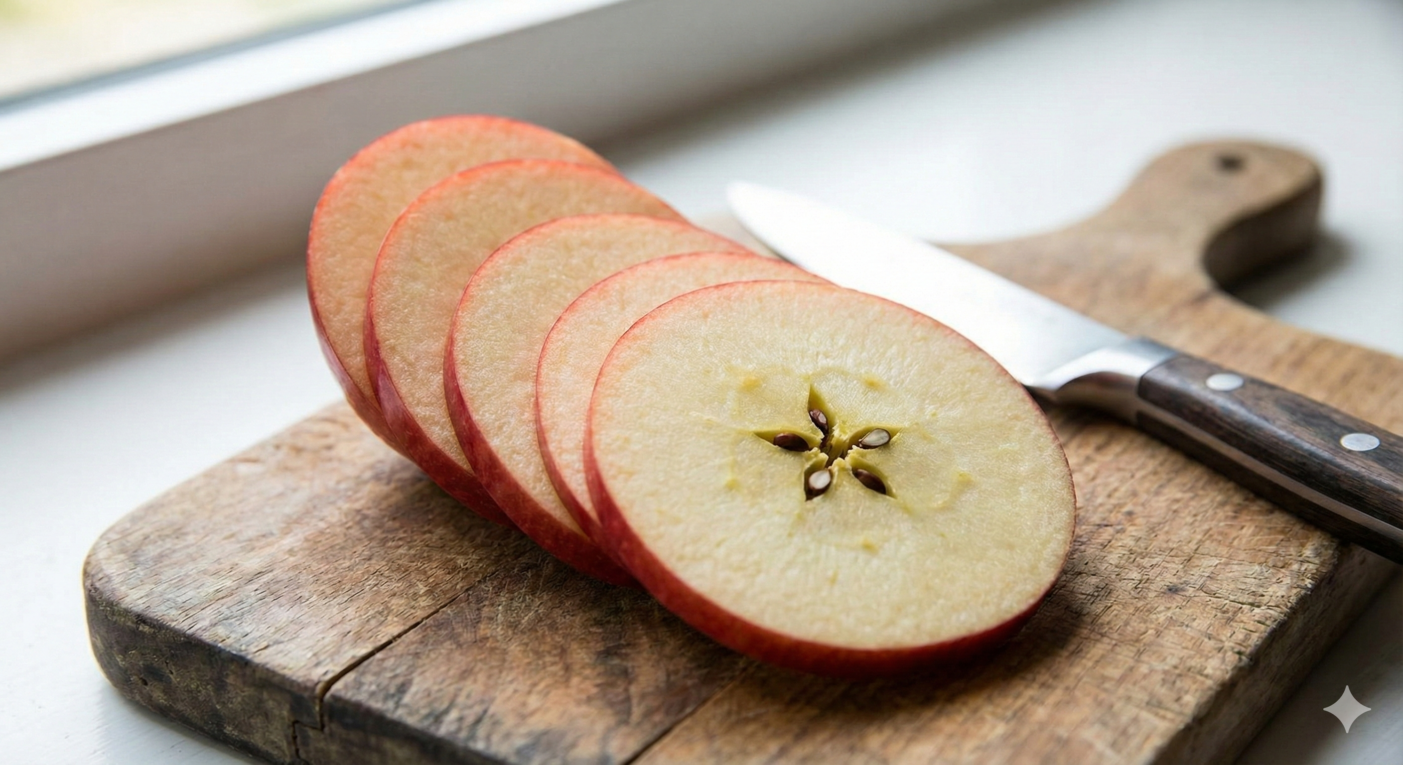 赤石定典提出了一種「黃金切法」——由縱切改為「橫切圓片」（又稱「輪切」或 Star Cut）。這種切法只需將蘋果打橫切成薄片，只去除中心極小的種子部分。