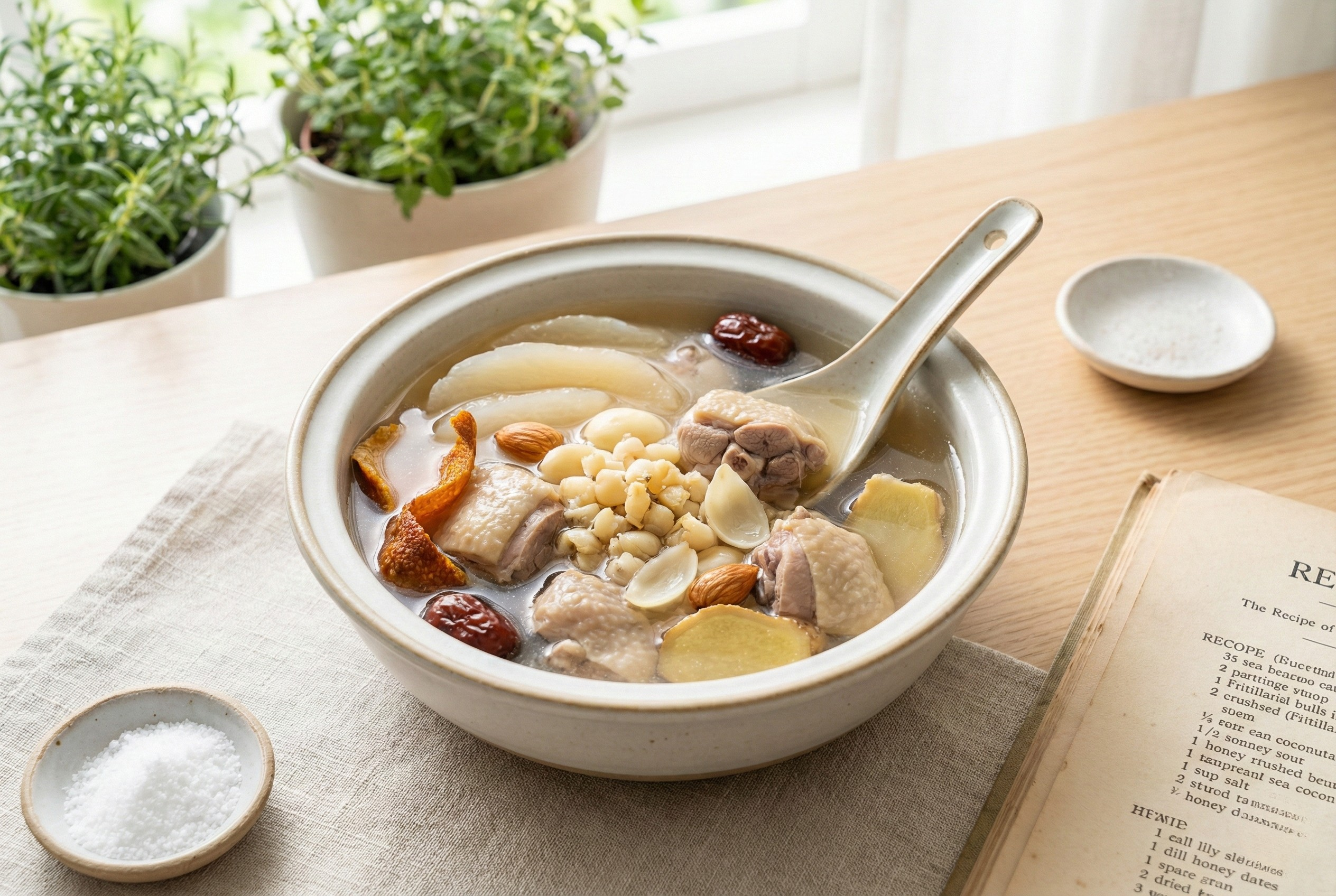 川貝海底椰鷓鴣湯能潤肺生津、止咳化痰,是緩解乾咳與喉嚨不適的良方。