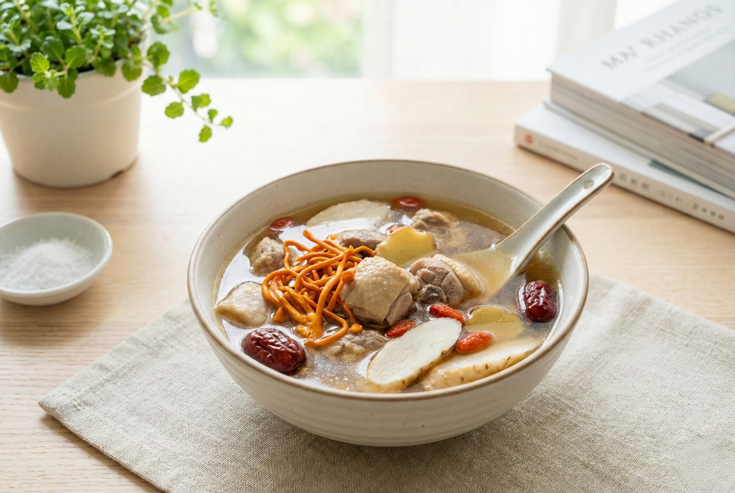 蟲草花鷓鴣湯能補肺益氣並增強體力,是改善氣虛、疲倦及氣喘症狀的理想滋補湯品。