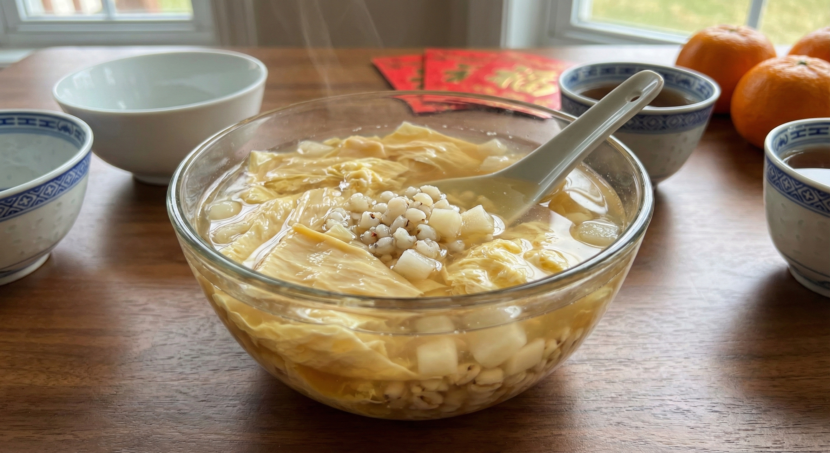 腐竹也與「富足」諧音，寓意為生活富足，來年不愁吃穿。