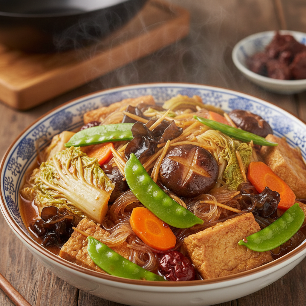 在傳統習俗中,家家戶戶會在年三十深夜(子時)前煮好一大鍋這道菜餚,先供奉神佛祈求來年平安順遂。