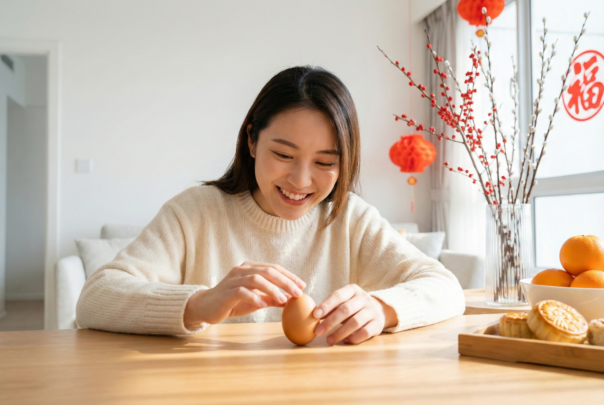 立蛋寓意迎接天地陽氣，穩住蛋立成功象徵整年好運與吉氣盈門。