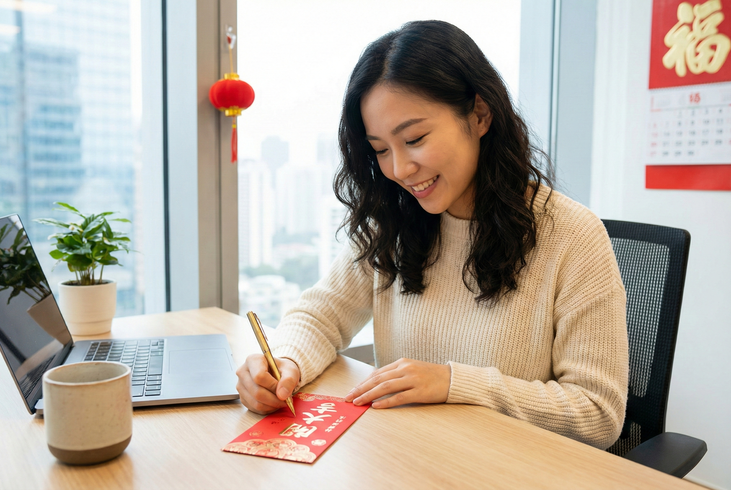 在利是封寫下年度目標或正面語句，每天提醒自己保持專注與正向思考，激勵職場前進。