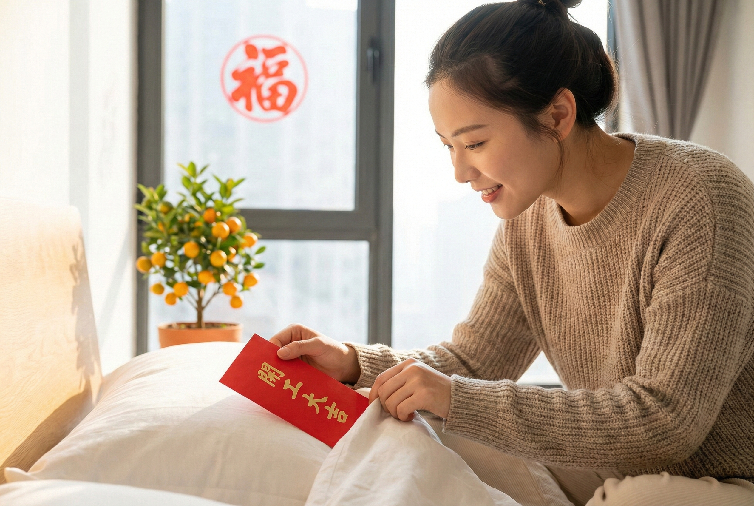 如果辦公室不便收藏，可將利是放在枕頭下或書桌，讓好運融入生活並催旺全年運勢。